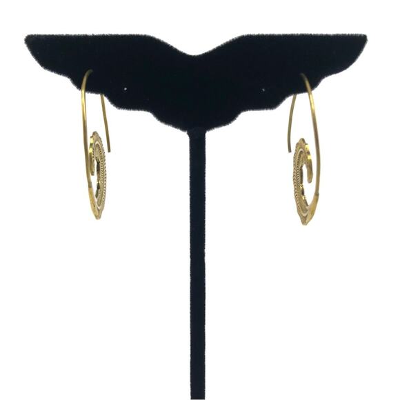 SPIRAL Floral Leaf Pull Through Hoop Earrings - Picture 2 of 5